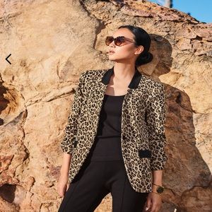 Neiman Marcus Joan Vass Animal-Print Boyfriend Blazer